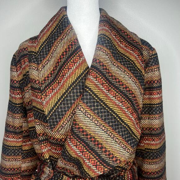 Jack by BB Dakota Women's Wrap Jacket Coat Sz S Boho Aztec Southwestern Wool - Picture 2 of 9